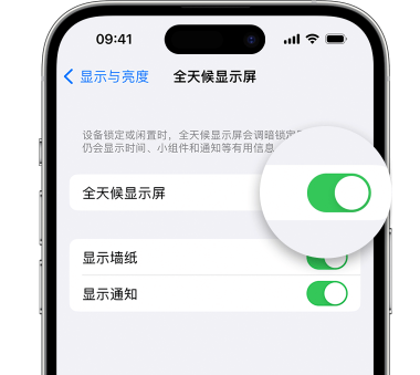 七台河苹果15预约维修分享iPhone15如何设置全天候显示屏幕可见 